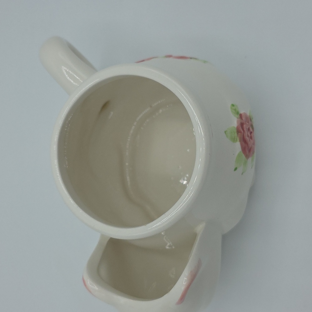 Vintage Floral Cat Ceramic Tea Mug 12oz White and Pink Holds Your Tea Bag - Picture 4 of 8